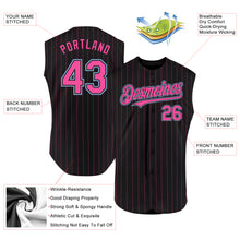 Загрузить изображение в средство просмотра галереи, Custom Black Pink Pinstripe Aqua Authentic Sleeveless Baseball Jersey
