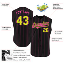 Charger l&#39;image dans la galerie, Custom Black Pink Pinstripe Purple Authentic Sleeveless Baseball Jersey
