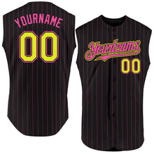 Charger l&#39;image dans la galerie, Custom Black Pink Pinstripe Purple Authentic Sleeveless Baseball Jersey
