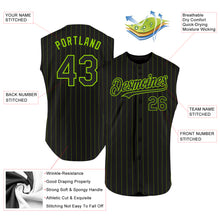 Загрузить изображение в средство просмотра галереи, Custom Black Neon Green Pinstripe Pink Authentic Sleeveless Baseball Jersey
