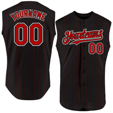 Charger l&#39;image dans la galerie, Custom Black Red Pinstripe White Authentic Sleeveless Baseball Jersey
