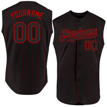 Charger l&#39;image dans la galerie, Custom Black Red Pinstripe Red Authentic Sleeveless Baseball Jersey
