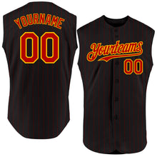 Charger l&#39;image dans la galerie, Custom Black Red Pinstripe Gold Authentic Sleeveless Baseball Jersey
