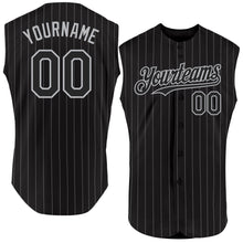 Загрузить изображение в средство просмотра галереи, Custom Black Gray Pinstripe Gray Authentic Sleeveless Baseball Jersey
