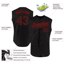 Charger l&#39;image dans la galerie, Custom Black Red Authentic Sleeveless Baseball Jersey
