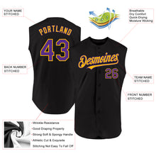 Загрузить изображение в средство просмотра галереи, Custom Black Purple-Gold Authentic Sleeveless Baseball Jersey
