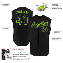 Load image into Gallery viewer, Custom Black Neon Green Authentic Sleeveless Baseball Jersey
