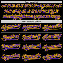 Load image into Gallery viewer, Custom Black Purple-Gold Authentic Throwback Baseball Jersey
