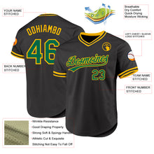 Load image into Gallery viewer, Custom Black Kelly Green-Gold Authentic Throwback Baseball Jersey
