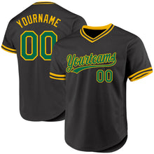 Load image into Gallery viewer, Custom Black Kelly Green-Gold Authentic Throwback Baseball Jersey
