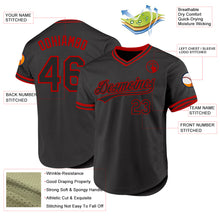 Load image into Gallery viewer, Custom Black Red Authentic Throwback Baseball Jersey
