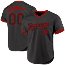 Load image into Gallery viewer, Custom Black Red Authentic Throwback Baseball Jersey
