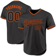 Load image into Gallery viewer, Custom Black Orange Authentic Throwback Baseball Jersey
