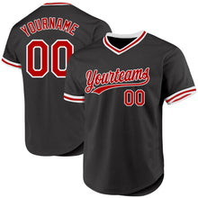 Load image into Gallery viewer, Custom Black Red-White Authentic Throwback Baseball Jersey
