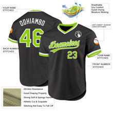 Load image into Gallery viewer, Custom Black Neon Green-White Authentic Throwback Baseball Jersey
