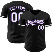 Загрузить изображение в средство просмотра галереи, Custom Black White-Purple Authentic Baseball Jersey
