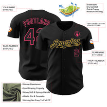 Load image into Gallery viewer, Custom Black Neon Pink-Old Gold Authentic Baseball Jersey
