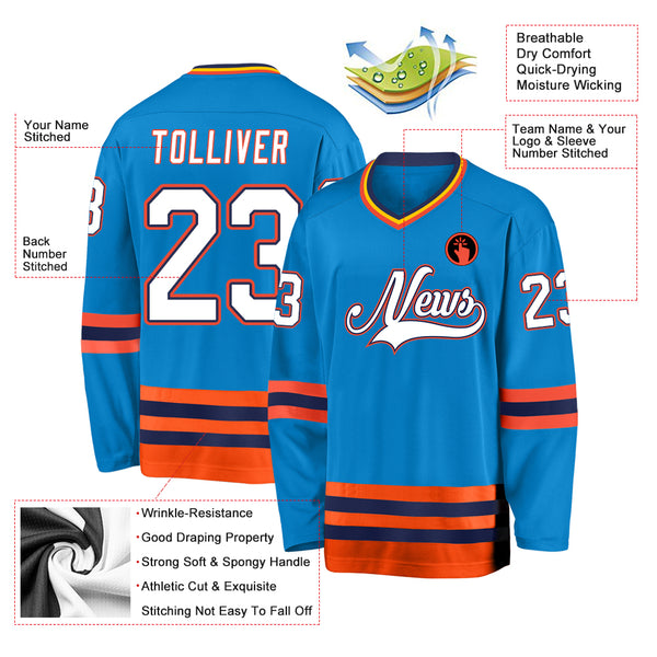 Cheap Custom White Navy-Orange Hockey Jersey Free Shipping –  CustomJerseysPro