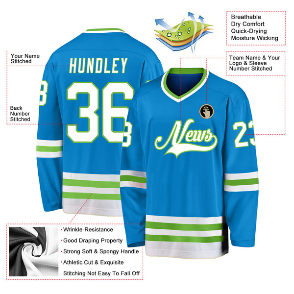 Jets Blue Custom Dye Sublimated Hockey Jersey