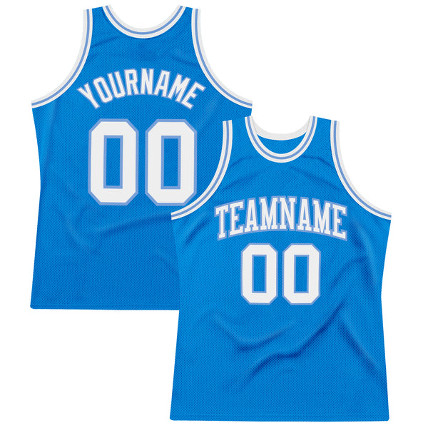 Custom Light Pink White-Light Blue Authentic Throwback Basketball Jersey