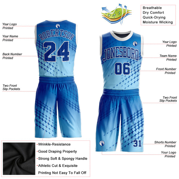 Blue Sublimated Custom Made Basketball Jerseys & Shorts | YoungSpeeds Mens