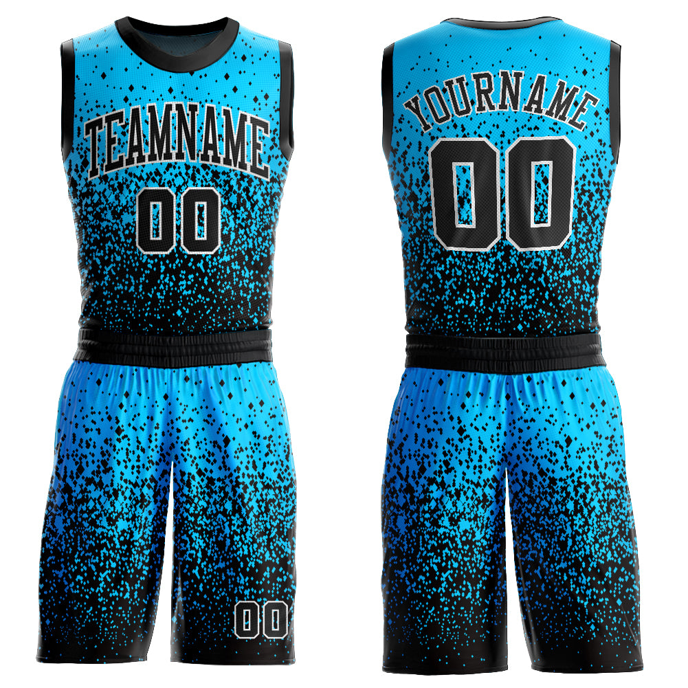 Cheap Custom Blue Black-White Round Neck Sublimation Basketball Suit Jersey  Free Shipping – CustomJerseysPro