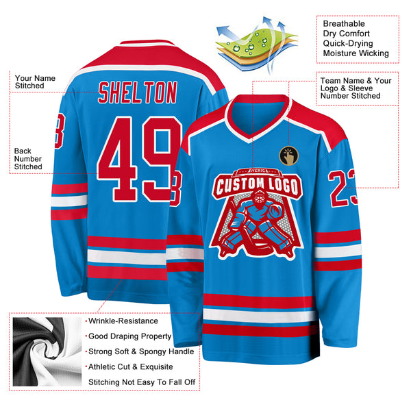 Cheap Custom Blue Red-White Hockey Jersey Free Shipping – CustomJerseysPro