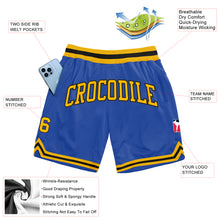 Charger l&#39;image dans la galerie, Custom Blue Gold-Black Authentic Throwback Basketball Shorts
