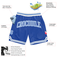 Load image into Gallery viewer, Custom Blue Light Blue-White Authentic Throwback Basketball Shorts
