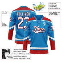 Laden Sie das Bild in den Galerie-Viewer, Custom Blue White-Red Hockey Lace Neck Jersey
