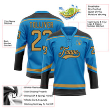 Laden Sie das Bild in den Galerie-Viewer, Custom Blue Old Gold-Black Hockey Lace Neck Jersey
