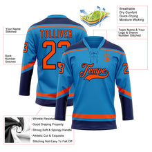 Загрузить изображение в средство просмотра галереи, Custom Blue Orange-Navy Hockey Lace Neck Jersey
