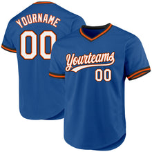 Загрузить изображение в средство просмотра галереи, Custom Blue Orange-Black Authentic Throwback Baseball Jersey
