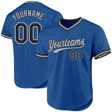 Charger l&#39;image dans la galerie, Custom Blue Black-Gray Authentic Throwback Baseball Jersey
