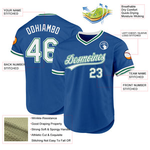 Custom Blue White-Kelly Green Authentic Throwback Baseball Jersey