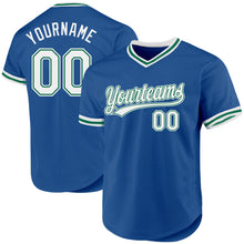 Загрузить изображение в средство просмотра галереи, Custom Blue White-Kelly Green Authentic Throwback Baseball Jersey
