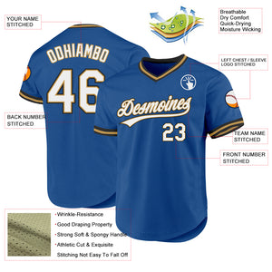 Custom Blue Old Gold-Black Authentic Throwback Baseball Jersey