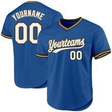 Laden Sie das Bild in den Galerie-Viewer, Custom Blue Old Gold-Black Authentic Throwback Baseball Jersey
