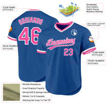 Laden Sie das Bild in den Galerie-Viewer, Custom Blue Pink-White Authentic Throwback Baseball Jersey
