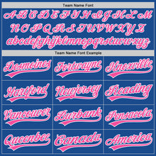 Laden Sie das Bild in den Galerie-Viewer, Custom Blue Pink-White Authentic Throwback Baseball Jersey
