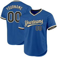 Laden Sie das Bild in den Galerie-Viewer, Custom Blue Black-Cream Authentic Throwback Baseball Jersey
