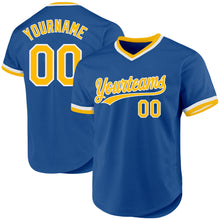 Charger l&#39;image dans la galerie, Custom Blue Gold-White Authentic Throwback Baseball Jersey
