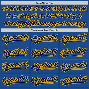 Custom Blue Navy-Gold Authentic Throwback Baseball Jersey