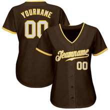 Charger l&#39;image dans la galerie, Custom Brown White-Gold Authentic Baseball Jersey
