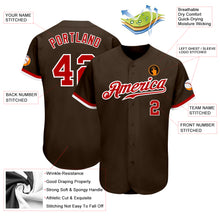 Charger l&#39;image dans la galerie, Custom Brown Red-White Authentic Baseball Jersey
