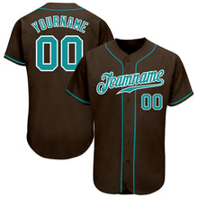 Charger l&#39;image dans la galerie, Custom Brown Teal-White Authentic Baseball Jersey
