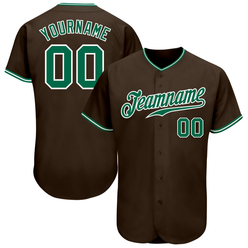 Custom Kelly Green White-Gold Authentic Baseball Jersey