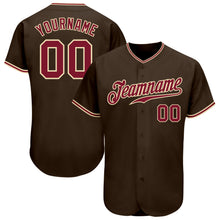 Charger l&#39;image dans la galerie, Custom Brown Crimson-City Cream Authentic Baseball Jersey
