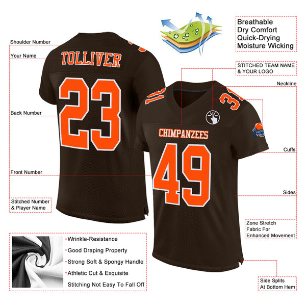 Custom Aqua Orange-White Mesh Authentic Football Jersey – Fiitg