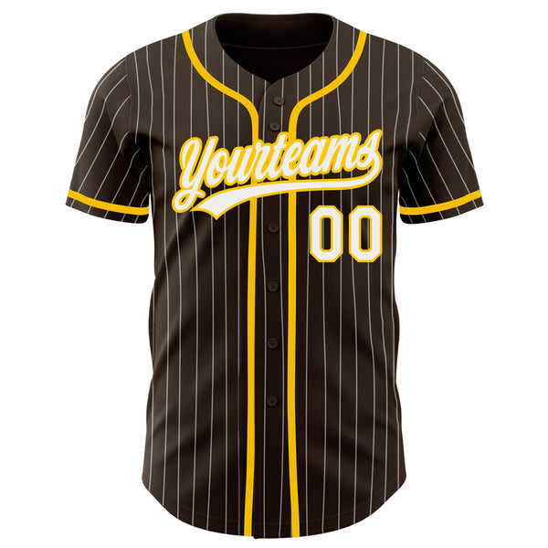 Cheap Custom Brown White Pinstripe Yellow Authentic Baseball Jersey Free  Shipping – CustomJerseysPro